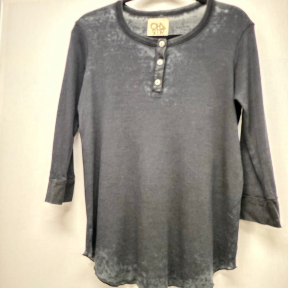 Chaser Tops - Women's Chaser Charcoal Grey Long Sleeve Henley Top M
